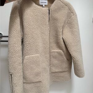 Elizabeth and James Beige Teddy Sherpa Zip Jacket Size M